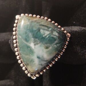 Green jasper ring, size 5
